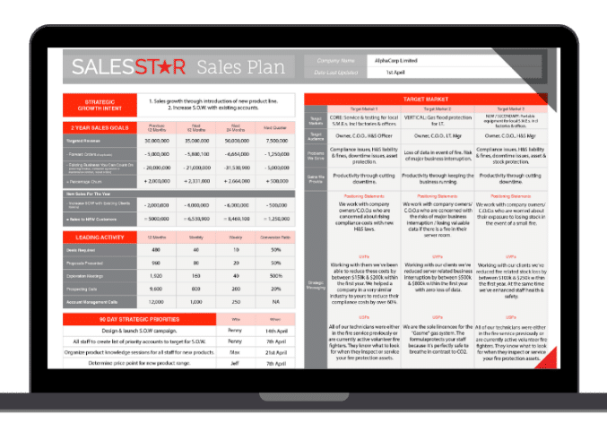 SalesStar One-Page Sales Plan Preview